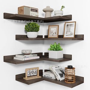 Wooden <b>Wall</b> <b>Mounted</b> Corner Shelf Multi Layer Storage Rack For Living Room Bedroom Bathroom Organizing <b>Display</b> Shelves - Product Image 1