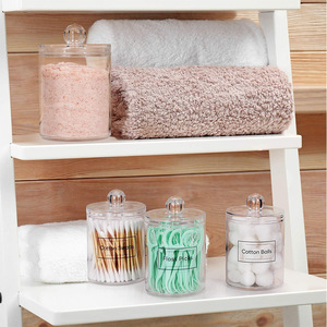 Lot de pots de rangement modernes en plastique transparent Triko pour accessoires de salle de bain (bâtonnets de coton, <span class=keywords><strong>fil</strong></span> <span class=keywords><strong>dentaire</strong></span>, élastiques pour <span class=keywords><strong>cheveux</strong></span>) - Product Image 4