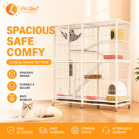 Cage de Luxe Renforcée et Cryptée en Métal Multi-couches pour Animaux de Compagnie avec Hamac et Roues, Ferme à Boutons, Enclos pour Chat, Cage d'Élevage