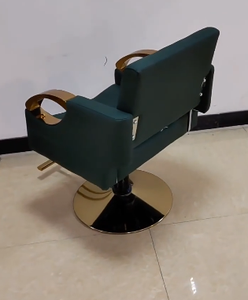 Sillón de Barbería Moderno, Hidráulico, Tapizado, con Base Metálica, Color Verde Militar - Product Image 4