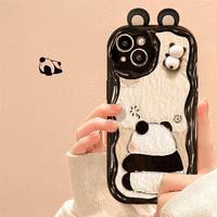 Étui de téléphone portable en Silicone de conception d'affix de poupée panda tridimensionnelle populaire pour Iphone 7 8 X Xr Xs11 12 13 14 15 16 17 Pro Max