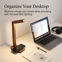 Lampe de table LED magnétique moderne avec chargeur sans fil alimenté par batterie, veilleuse de chevet pour chambre à coucher, bureau d'étude