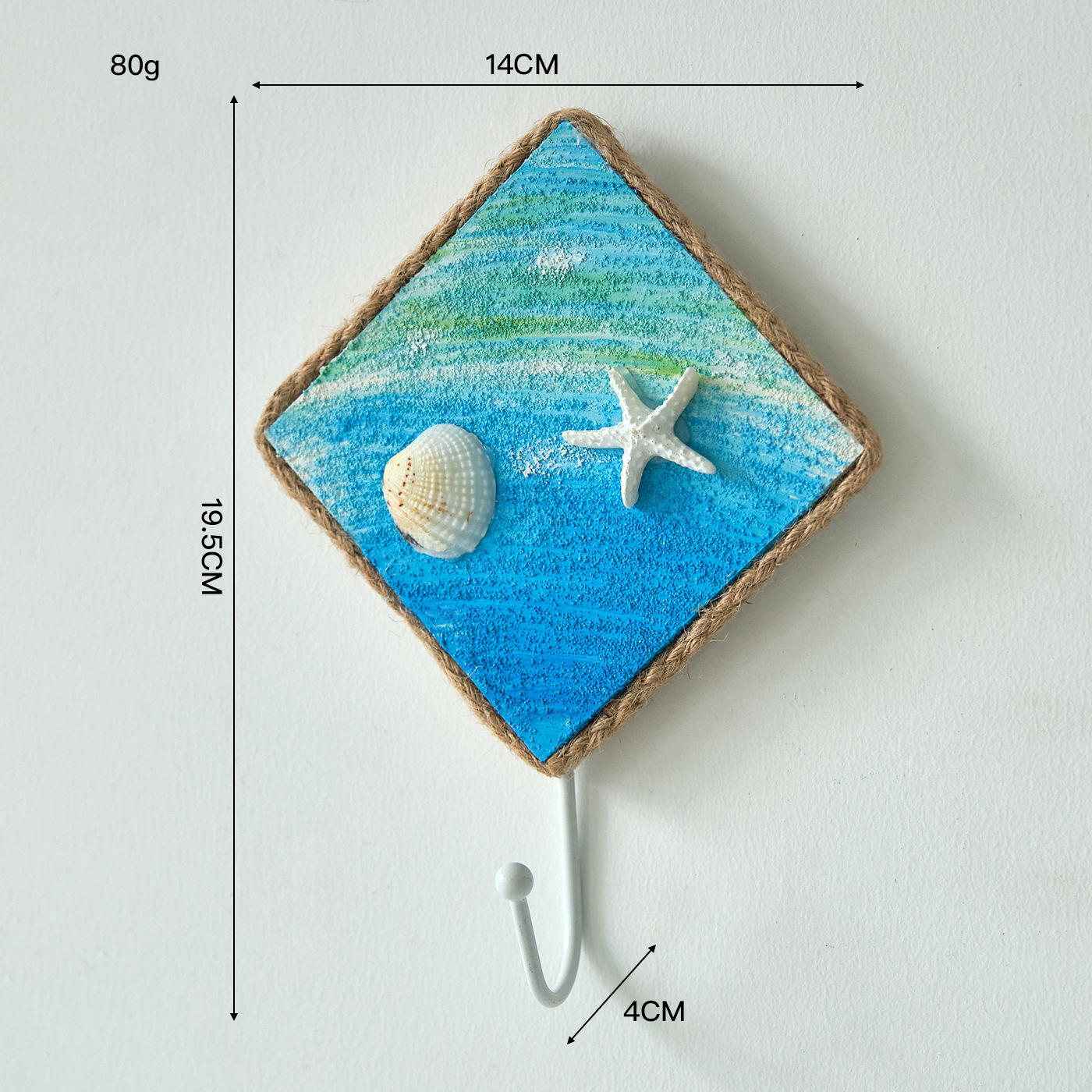 Square single hook white starfish