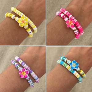 2 Pcs/Set Bracelets de perles pour femmes Charm fleur de Bohème Chaîne élastique Set Summer Jewelry Vacation Gift - Product Image 1