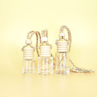 Flacon diffuseur de parfum en verre transparent pour voiture, 5ml/8ml/12ml, avec bouchon en bois à vis, personnalisable avec impression sérigraphiée