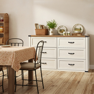 VASAGLE 137 cm Breite Moderne Farmhouse Kommode mit Metallgriffen 6-Schubladen-Schrank für Schlafzimmer - Product Image 2