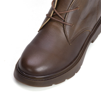 Sepatu bot pendek bertali kulit asli buatan tangan sepatu bot musim dingin lembut bertali untuk wanita grosir sepatu kustom pabrik