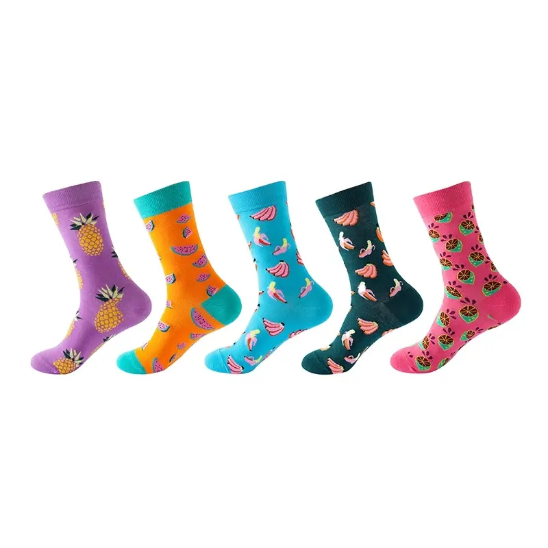 2021 Fantastic Design 5 Color Middle Tube Socks Plus Fruit Series Pattern Socks Customization Factory Wholesale