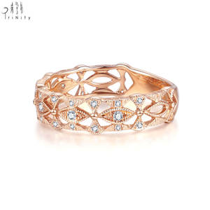 Dernier modèle de bague de fiançailles de luxe en or rose massif 18 carats et véritable diamant naturel pour femme de style vintage - Product Image 2