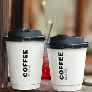 Factory Price Custom Logo Printed <b>Disposable</b> 8oz 12oz 16oz Double Wall Coffee Paper <b>Cup</b> With Lid - Product Image 3