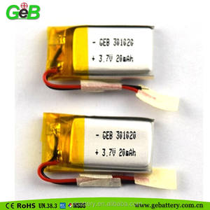 301020 <span class=keywords><strong>3</strong></span>,7 V 20 mAh lipo rechargeable lithium-ion polymer battery for MP3 player - Product Image 2