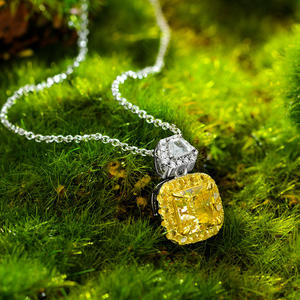 Customized 925 <b>Sterling</b> <b>Silver</b> White Gold Plated Jewelry Yellow Crushed Ice CZ <b>Necklace</b> - Product Image 4