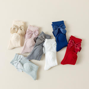 Kaus kaki tabung panjang anak-anak, katun nyaman gaya Princess pita kupu-kupu lucu musim semi musim gugur - Product Image 3