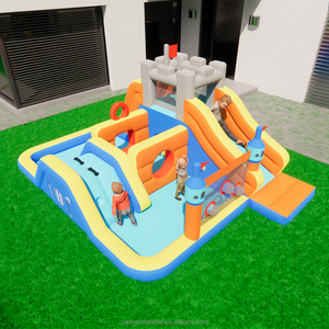 Maison gonflable avec obstacles gonflables: escalade des collines, des tunnels, des zones de saut, des parois rocheuses et des toboggans - Product Image 1