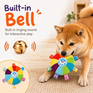 Dog Sounding <b>Plush</b> Toy Bell Cartoon Flying Disc Toy Small Dog Teeth Grinding Toy Wear-resistant Bite-resistant Puppy Pet Product - Product Image 4