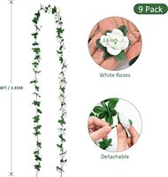 Guirlande de fleurs artificielles, fausses roses blanches, fleurs en soie, à suspendre en extérieur pour arche de mariage, décoration murale de la maison, décoration de pièce