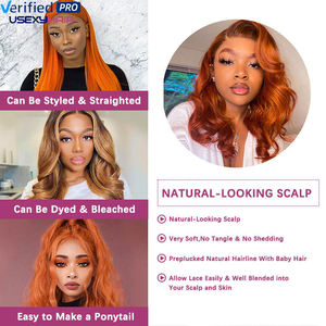 Gingembre <span class=keywords><strong>Orange</strong></span> Lace Front Perruques Cheveux Humains Brésiliens Pré Cueillis Body Wave 13x4 HD Frontal Lace Perruques Glueless 350 # Perruques Colorées - Product Image 5