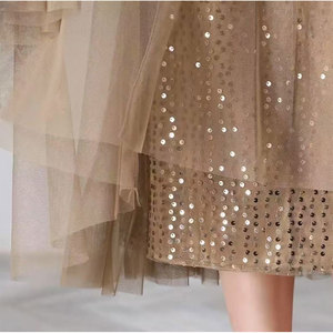 Personnalisé Élégant Luxe <span class=keywords><strong>Femme</strong></span> Taille Haute Midi Jupe Plissée Paillettes Maille Pure <span class=keywords><strong>Tutu</strong></span> Jupe Longue Doux Décontracté Durable - Product Image 3