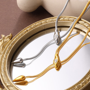 Collar con cabeza de serpiente, colgante largo de acero inoxidable, joyería de moda unisex, diseño irregular con forma de animal, XL819 - Product Image 3