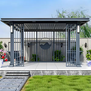 3x3 Gazebos blancos automáticos Pérgola Impermeable Moderno Patio trasero Jardín Hardtop Aluminio Parasol Pérgola con diseño de luz de techo - Product Image 4