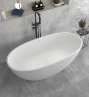 Baignoire moderne confortable en pierre artificielle, baignoire autoportante en surface solide de 1700 cm avec accessoires de vidange
