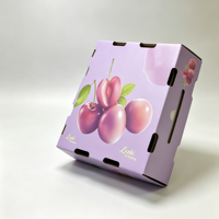 Caja de Cartón Corrugado para Cerezas con Impresión Personalizada, Caja con Base y Tapa para Frutas, Caja de Envío para Cerezas con Asa