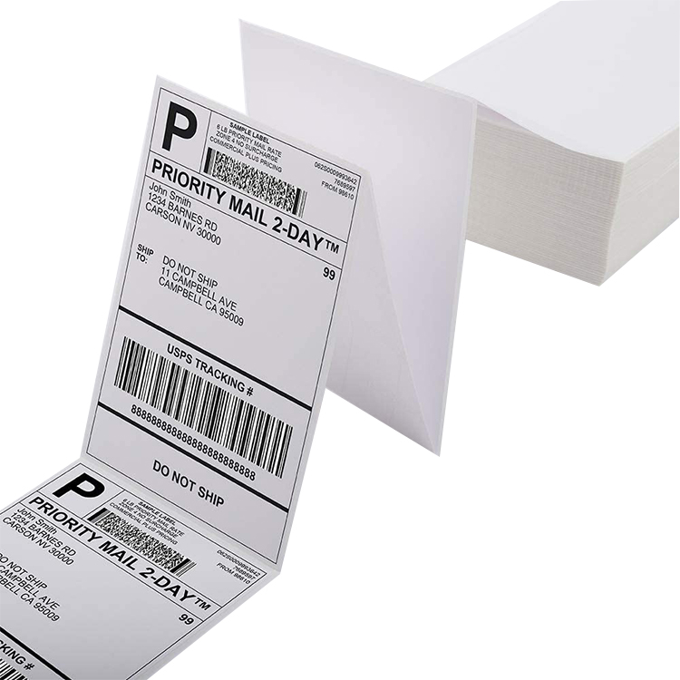 Free Sample Compatible 2000 LabelsでStack Fanfold 4 "× 6" Direct Thermal Labels