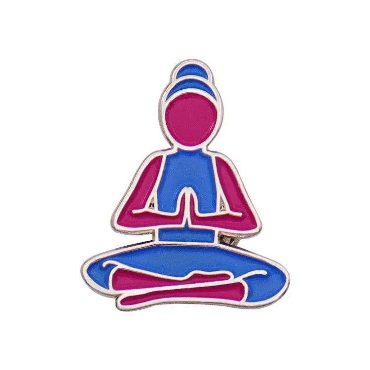 Aangepaste Grappige Yoga Emaille Reversspeld Meditatie Positieve Herinnering Broche Pin Badge