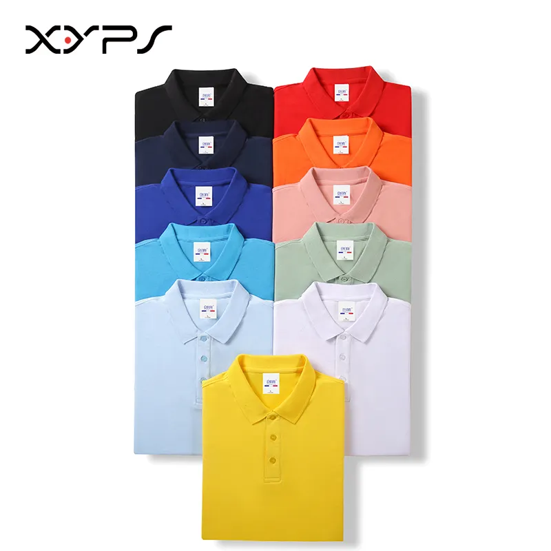 Kaus Polo katun kustom kaus Polo pria katun kaus Fitness Logo bordir pakaian Golf Polo kaus Fashion pria