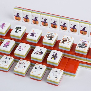 Jeu de mahjong américain en acrylique à quatre couches, thème Halloween orange, ambiance festive - Product Image 3