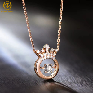 18K <b>Solid</b> Rose <b>Gold</b> Crown Diamond <b>Pendant</b> Necklace 1CT Lab Grown Diamond Fine Jewelry for Women Anniversary Gift Everyday Wear - Product Image 3