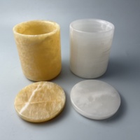 Bougeoirs, lanternes et bocaux à bougies en onyx blanc nordique uniques en vrac avec insert en verre pot vide en marbre pour la fabrication de bougies