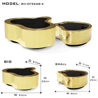 Table basse moderne en laiton poli avec plateau miroir noir pour salon, mobilier d'hôtel
