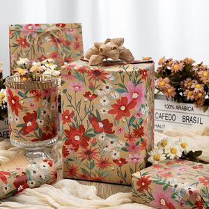 Kraft Daisy Flowers Wrapping <b>Paper</b> 17in x 32.8ft Gift <b>Wrap</b> For Baby Shower Birthday Valentine's Day Wedding - Product Image 3