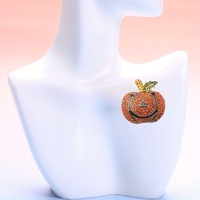 Broche vintage en forme de grande tête de citrouille avec strass pour Halloween, unisexe, tendance, pour les fêtes