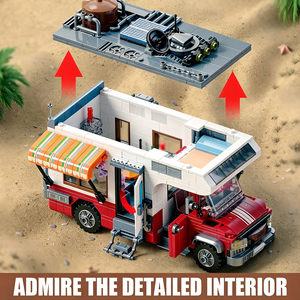 Bloques de Construcción Pequeños de 880 Piezas, Autocaravana Realista con Utensilios de Cocina para Exteriores y Luces, Juguete para Niños de 6 Años en Adelante - Product Image 2