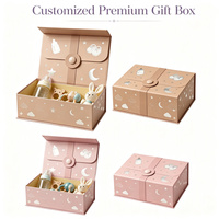 Boîte cadeau magnétique pliable avec logo personnalisé, emballage en papier luxueux pour annonce de naissance, fête de naissance
