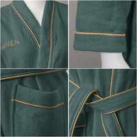 Robe de chambre unisexe avec capuche en coton peigné, double face, cyan, chaude, lavable en machine, pour la maison et après le bain