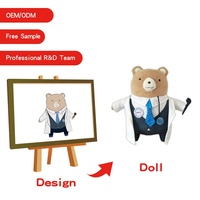 Benutzer definierte Plüsch kunst Design Tier Plüschtiere Plüsch Stickerei Gesicht weich Stofftier Promotion Bulk Logo drehen Plüschtiere