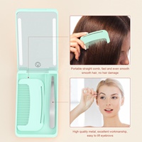 Étui à cosmétiques à logo personnalisé organisateur de voyage lumière LED miroirs pliants brosse à cheveux grossissante peigne