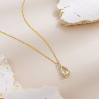 Collane con Pendente a Goccia Minimalista in Oro 18K con Diamanti Coltivati in Laboratorio, Collane Delicate alla Moda, Gioielli con Ciondoli a Catena di Diamanti da Donna