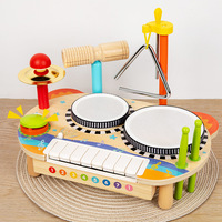Multifunctional Electronic Bass Keyboard Drum Set Fun Wooden Percussion Instrument for Early Music Toy Musical Instrument