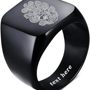 Custom Logo Signet <b>Rings</b> for <b>Men</b> Personalized Stainless Steel Fashion Jewelry Gold Black <b>Silver</b> Plated Engraved <b>Ring</b> Wholesale - Product Image 2