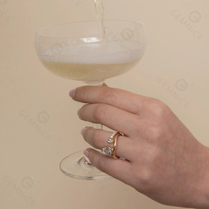 Gemnel Open Pave Round Band Bezel Set Diamond 925 Sterling Silver Round oval marquise <b>Stack</b> <b>Ring</b> Set - Product Image 6