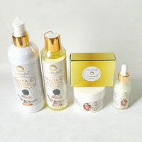Ensemble de 5 produits de soin de la peau Super blanchissants naturels Gluta-c, crème pour le visage, lotion, huile, savon, sérum au glutathion pour éclaircir la peau