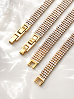 Bracelet tendance en zircon pavé avec fermoir tennis, en acier inoxydable 316L plaqué or PVD 18K, inaltérable, pour usage quotidien et soirées, vente en gros