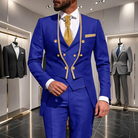 Ensemble de costume 3 pièces pour homme, coupe classique, noir, revers cranté, veste, gilet et pantalon, simple boutonnage, pour bureau et entretien