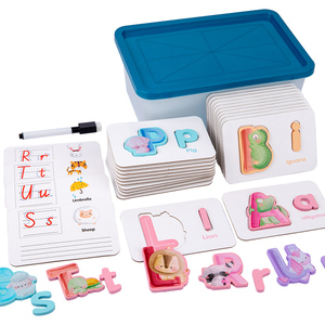Popolare lettera inglese per bambini corrispondenza carta di riconoscimento giocattoli per la prima educazione animale <span class=keywords><strong>puzzle</strong></span> inglese giocattoli educativi in legno - Product Image 1