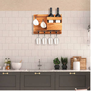 Étagère à vin à deux niveaux en <span class=keywords><strong>bois</strong></span> de pin rustique Présentoir à vin élégant - Product Image 3