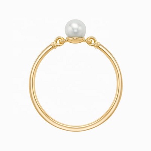 젬넬 미니멀리스트 주얼리 18k 골드 패션 담수 진주 반지 황동과 진주 반지 - Product Image 4